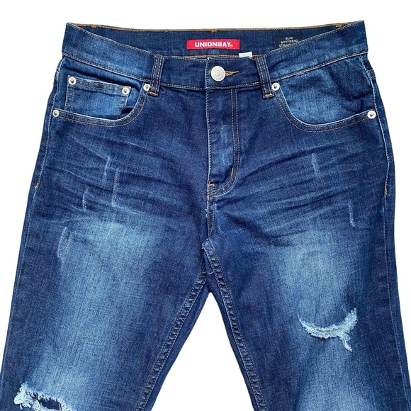 Union Bay Slim Boyfriend Straight Leg Distressed/Ripped Jeans 5 - Picture 2 of 15